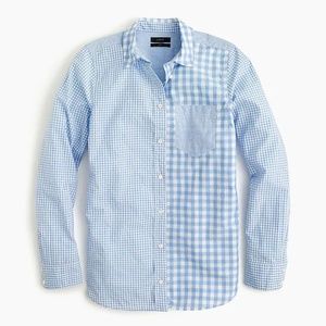 J CREW Shirt Blue Gingham Cocktail Blouse G2190 4